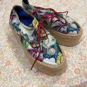JEFFREY CAMPBELL Floral Leather Platforms